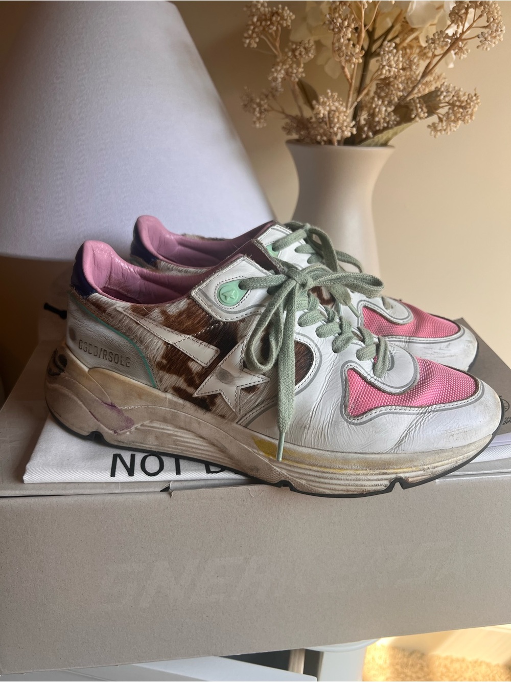 Golden Goose Deluxe Brand Running Sole Sneakers in Cow Pony Multicolor Size 38
